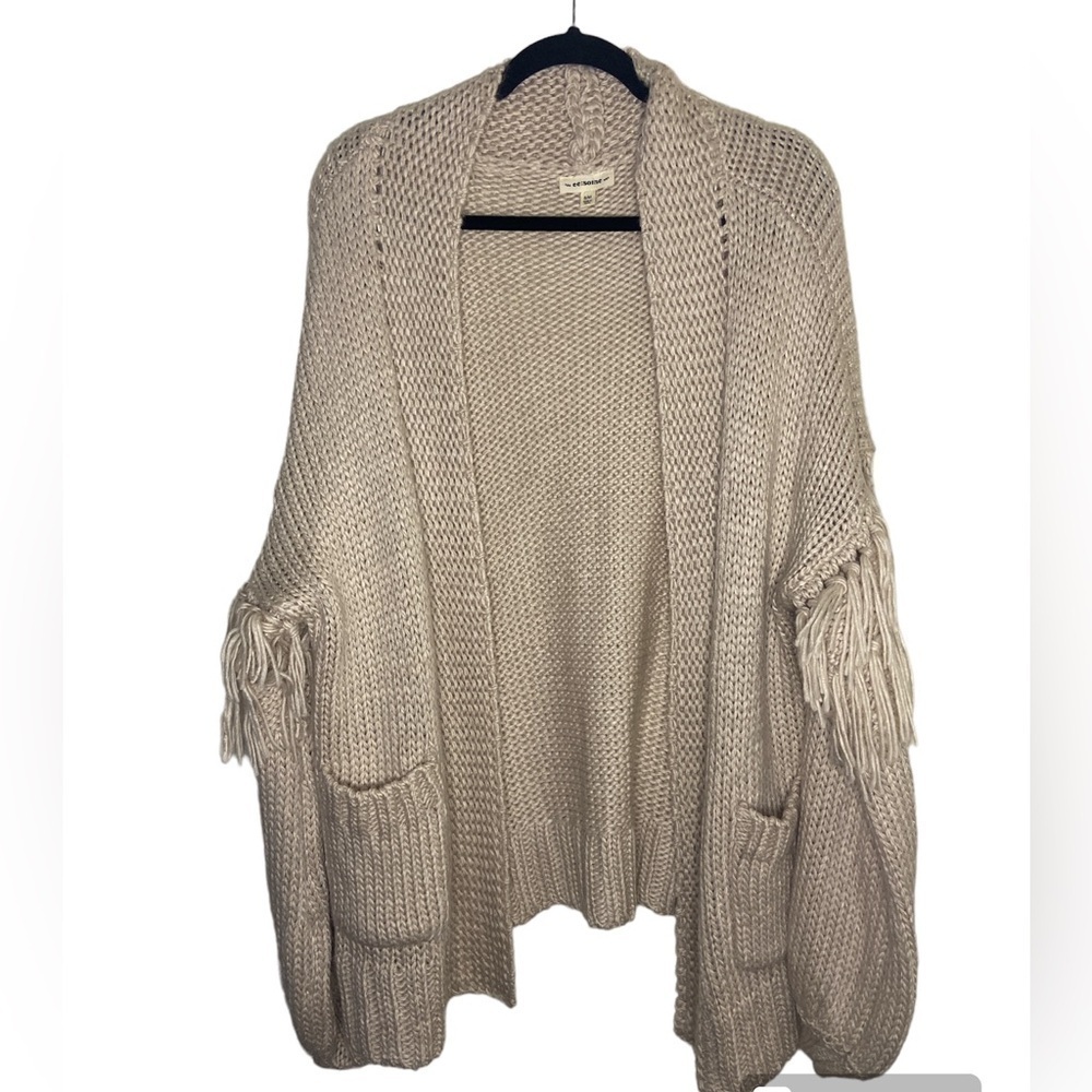 EESOME Knit Fringed Oversized Cardigan